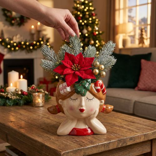 Pots en céramique décoratifs Noël fille H17cm | Floristik24.fr