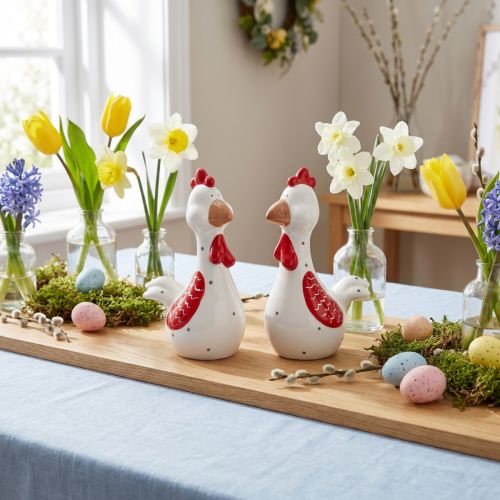 Figurines décoratives de poules pour Pâques, 18,5 cm, lot de 2 | Floristik24.fr