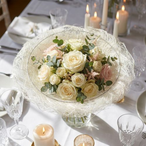 Article Colerette en sisal blanc pour bouquets, 20 cm, lot de 8
