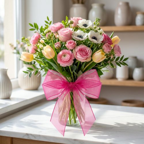 Ruban Organza Rose 25 mm x 50 m avec Bordure Tissée | Floristik24.fr