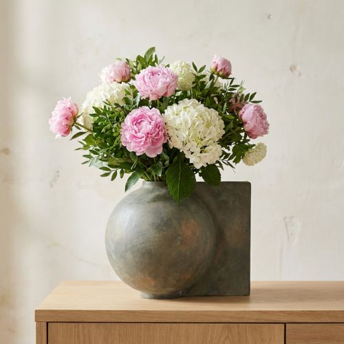 Vase décoratif en céramique finition bronze patinée grise, 30 × 20 × 24 cm | Floristik24.fr