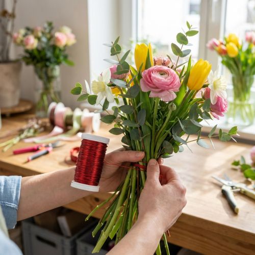 Fil métallique rouge pour créations décoratives, 50 m | Floristik24.fr