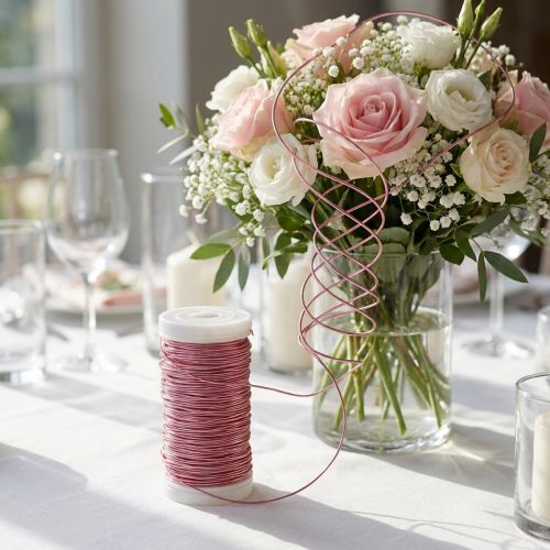 Fil décoratif en métal rose 50 m pour créations et décorations | Floristik24.fr