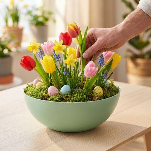 Coupe décorative en plastique vert pastel Ø20cm pour table et compositions | Floristik24.fr