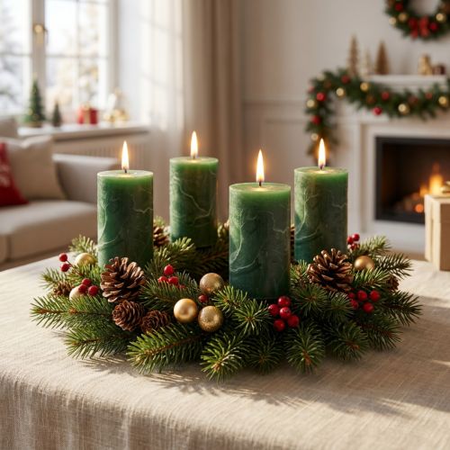 Bougies unies vert foncé 60x100mm 4 pcs | Floristik24.fr