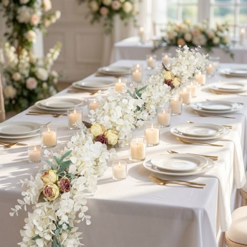 Guirlande Décorative Eucalyptus Blanchi et Roses Artificielles 170 cm | Floristik24.fr