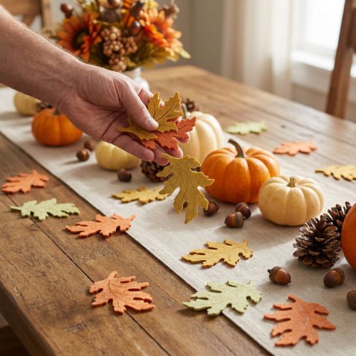 Décoration de Table Feuilles d'Automne en Bois - Lot de 72 | Floristik24.fr