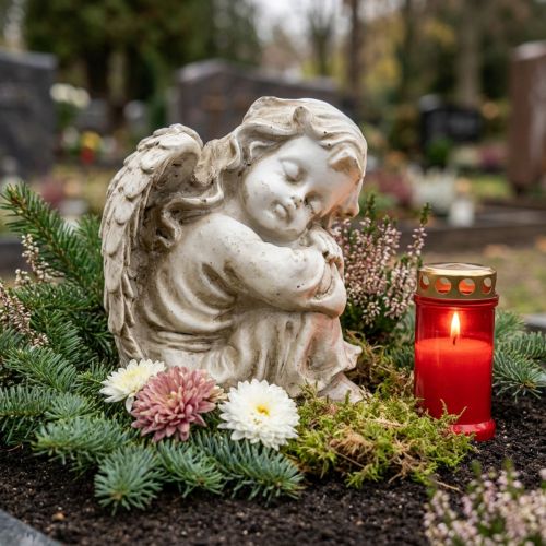 Statue d'Ange Endormi en Résine pour Décoration Crématorium ou Intérieure 6×5,5×8cm | Floristik24.fr
