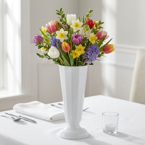 Vase blanc en plastique avec pied amovible Ø13-20cm H30-47cm | Floristik24.fr