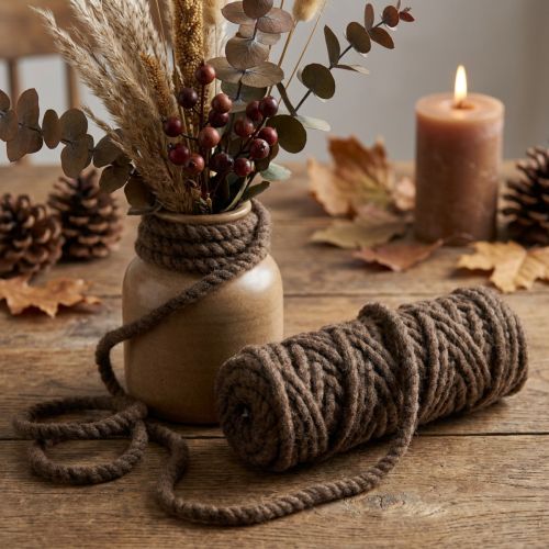 Ficelle décorative en laine marron 25 m pour DIY et floristique | Floristik24.fr
