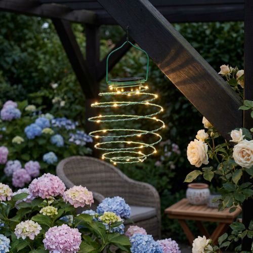 Lanterne solaire de jardin verte 22 cm avec 25 LED blanc chaud | Floristik24.fr