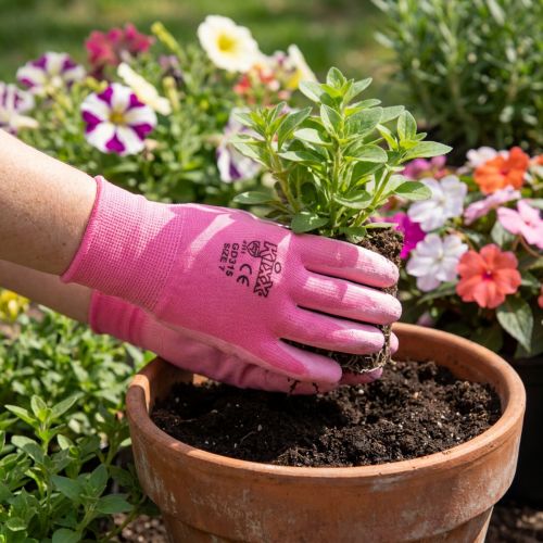 Article Gants de jardinage roses et roses foncés Kixx taille 7