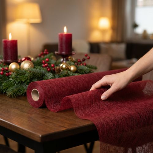 Article Dekovlies chemin de table polaire chemin de table rouge bordeaux 23cm 25m