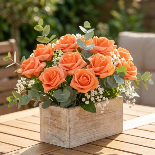 Lot de 36 roses en mousse orange Ø4,5 cm avec tige flexible | Floristik24.fr