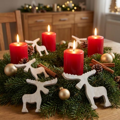Décoration de Table en Bois Forme Élan Blanc Lavé – Lot de 30 | Floristik24.fr