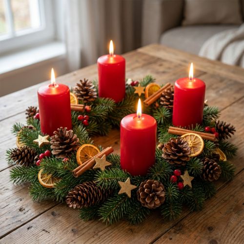 Petites bougies rouges pour l'Avent 70x50mm - Coffret de 24 | Floristik24.fr