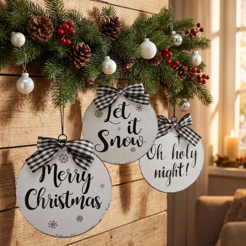 Décoration suspendue Noël boules métal vintage Ø15 cm - Set de 3 | Floristik24.fr