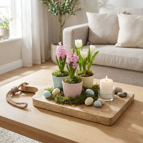 Article Plateau décoratif en bois de manguier avec corde - 38 cm