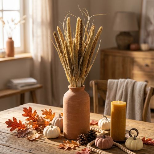 Fagot de Graminées Séchées avec Épis de Millet - Hauteur 45 cm | Floristik24.fr