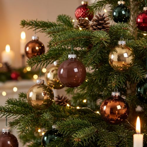 Boules de Noël en Verre Ø5cm Doré et Brun - Lot de 24 | Floristik24.fr
