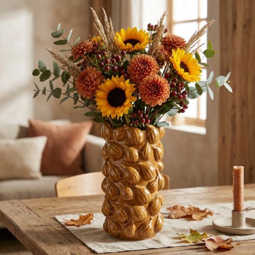 Vase en céramique motif figues style méditerranéen Ø15cm H29cm | Floristik24.fr