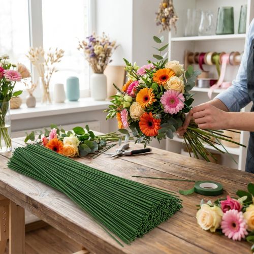 Article Fil floral vert métallisé 1,0 mm x 450 mm - Lot 2,5 kg