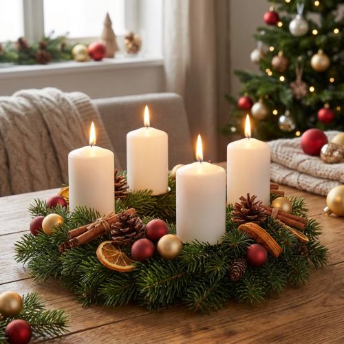 Bougies blanches cylindriques pour décoration et couronnes de l’Avent 70x50mm - Lot de 24 | Floristik24.fr