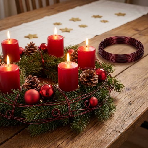 Fil aluminium souple bordeaux 2 mm x 12 m pour décoration et loisirs créatifs | Floristik24.fr
