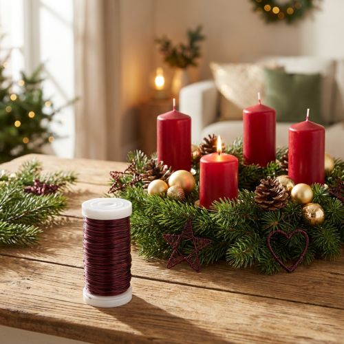 Fil décoratif en métal bordeaux 0,5 mm - 50 m | Floristik24.fr