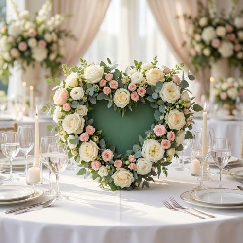 Article Cœur double en mousse florale humide 38 cm