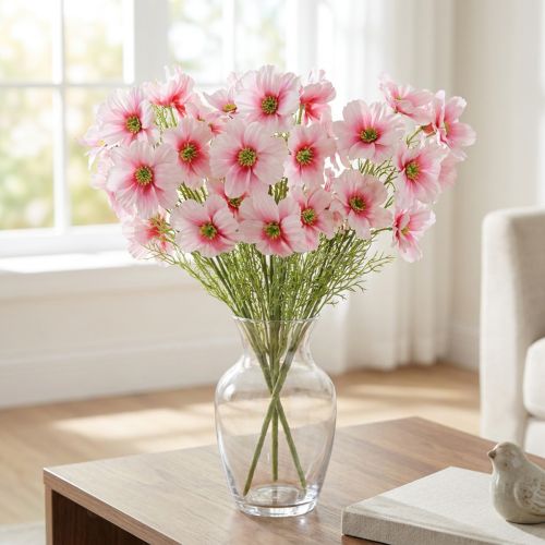 Set de 3 Fleurs Artificielles Cosmea Roses en Tissu de 77 cm | Floristik24.fr