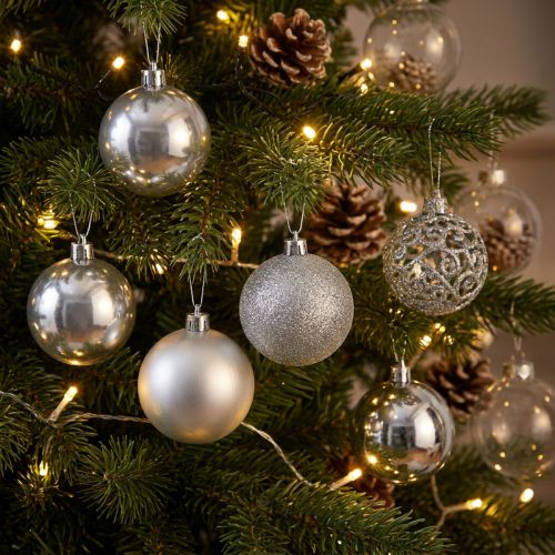 Boules de Noël Argent Ø6cm en Lot de 16 | Floristik24.fr