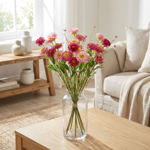 Bouquet de fleurs artificielles Rhodanthe rose et rose foncé 46 cm | Floristik24.fr