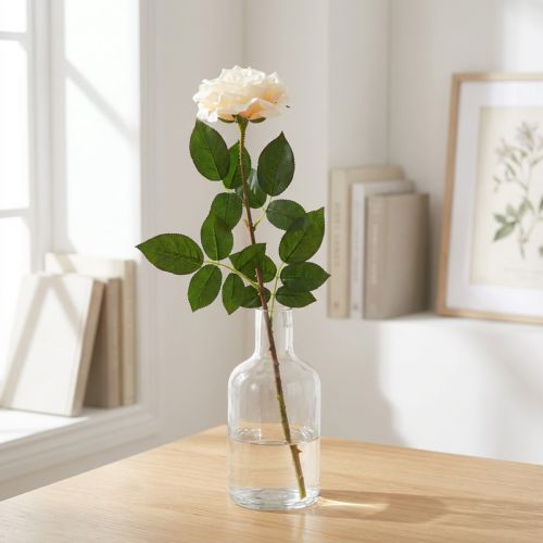 Rose artificielle crème et abricot en tissu – 72 cm, Ø 12 cm | Floristik24.fr