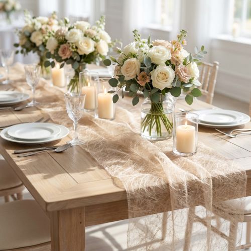 Déco polaire Sizoweb chemin de table beige 30cm 5m | Floristik24.fr