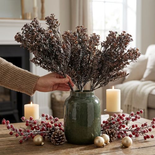 Plante artificielle brun automne/hiver décorative Drylook 38 cm - Lot de 3 | Floristik24.fr