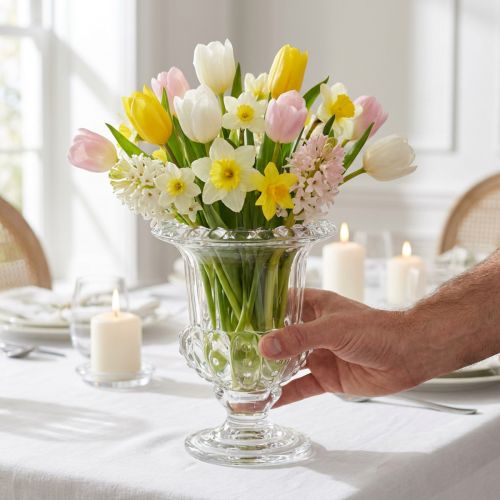 Vase en Verre Transparent Style Vintage en Forme de Coupe – Ø16xH20 cm | Floristik24.fr