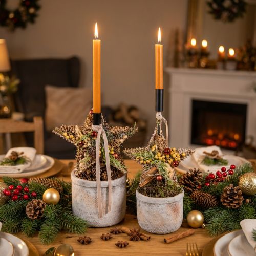 Lot de 8 étoiles décoratives dorées en métal et fil, 15 cm | Floristik24.fr