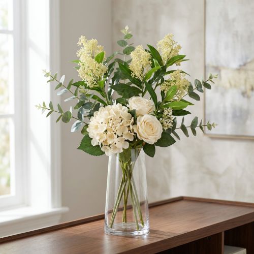 Fleurs artificielles Crème Skimmia japonica 45 cm | Floristik24.fr