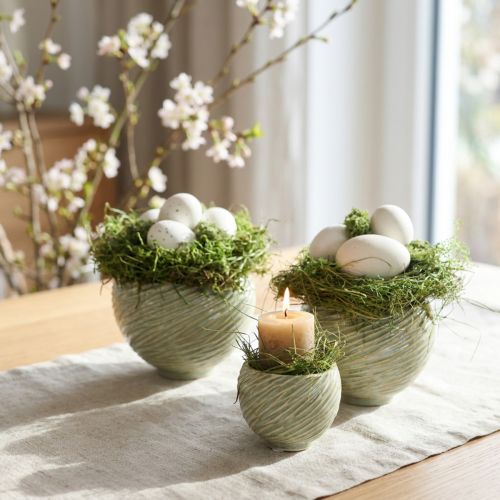 Lot de 4 bols en céramique verte motif spirale Ø9 cm H7 cm | Floristik24.fr