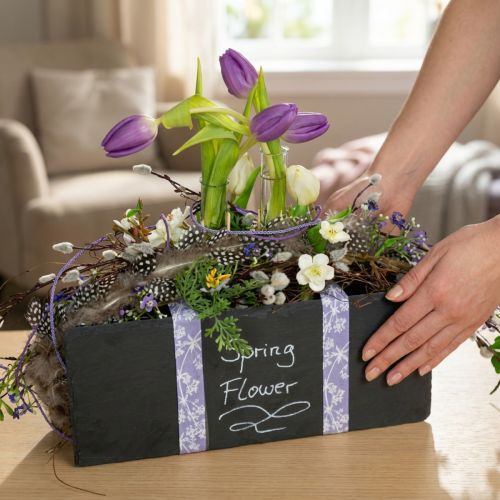 Plateaux rectangulaires en ardoise naturelle noire 35×15 cm - Lot de 3 | Floristik24.fr