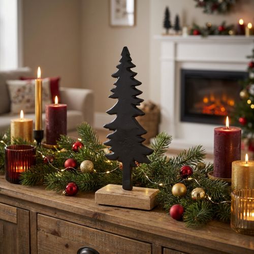 Sapin décoratif en bois et métal pour table 27 cm | Floristik24.fr