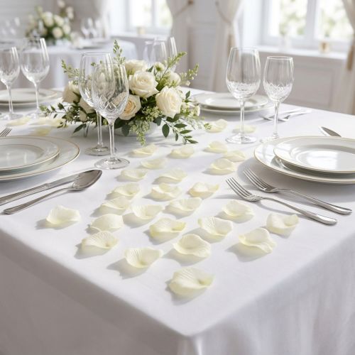 Pétales de roses artificielles en tissu - Crème (75 pièces) | Floristik24.fr