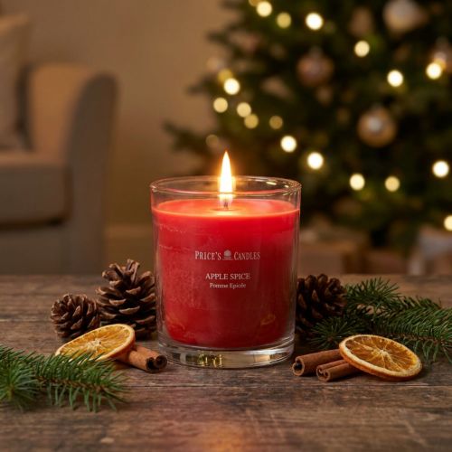 Bougie parfumée en verre Pomme Épices H8cm Noël | Floristik24.fr