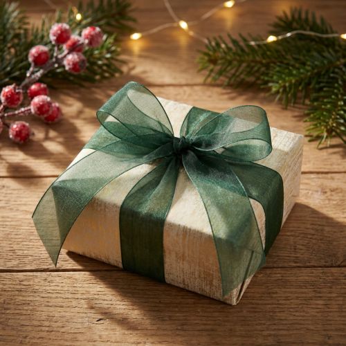 Article Ruban Organza Vert Sapin avec Bords Tissés 40 mm x 50 m