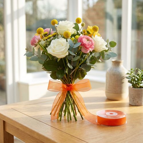 Ruban organza orange 15mm x 50m | Floristik24.fr