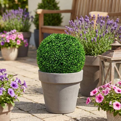 Boule de buis artificielle verte Ø38cm H35cm | Floristik24.fr