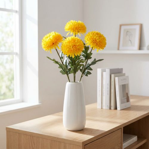 Dahlia artificielle jaune décorative - Lot de 3, 64 cm | Floristik24.fr