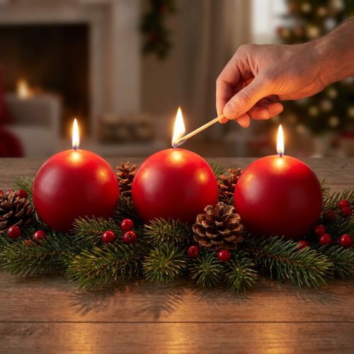 Lot de 6 bougies sphériques rouges 100 mm – Décoration de Noël et occasions festives | Floristik24.fr