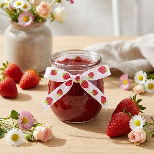 Article Ruban décoratif motif fraises 15 mm x 20 m